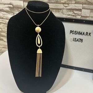 ST. THOMAS Gold Tone Tassel Boho Long Necklace